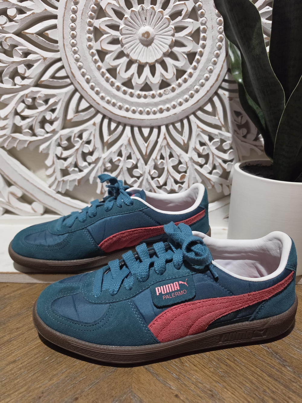 Puma Palermo Teal with Coral Suede Stripe